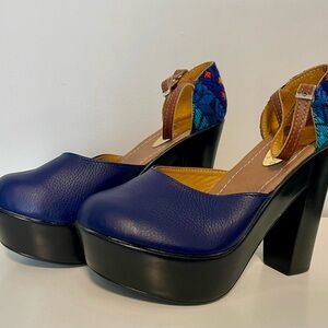 Blue and Black Women's Platform Heels